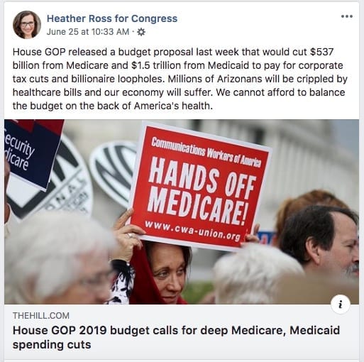 Heather Ross called out GOP members for proposing large cuts to Medicare