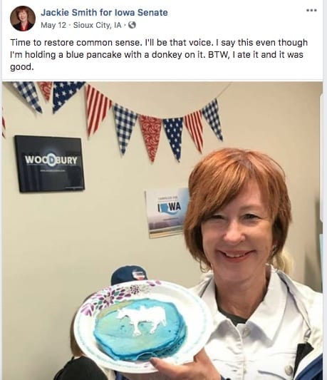 Jackie Smith Facebook post on her Iowa campaign page