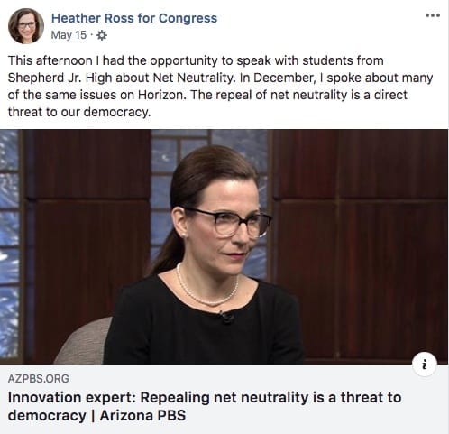 Heather Ross spoke with Arizona PBS about the dangers of eliminating net neutrality 