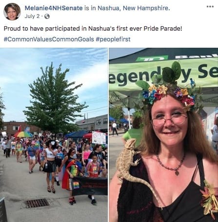 Melanie Levesque showing support at Nashua's first Gay Pride event