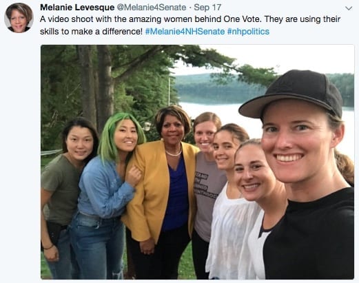 Melanie Levesque working with the women behind One Vote