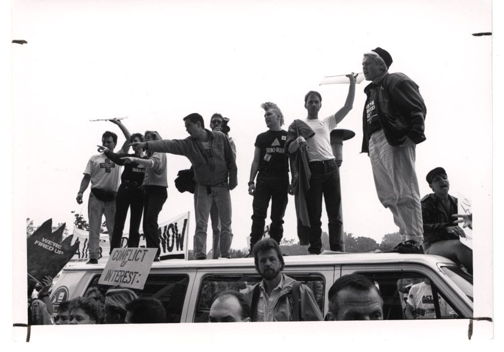 ACT UP AIDS protest at NIH building