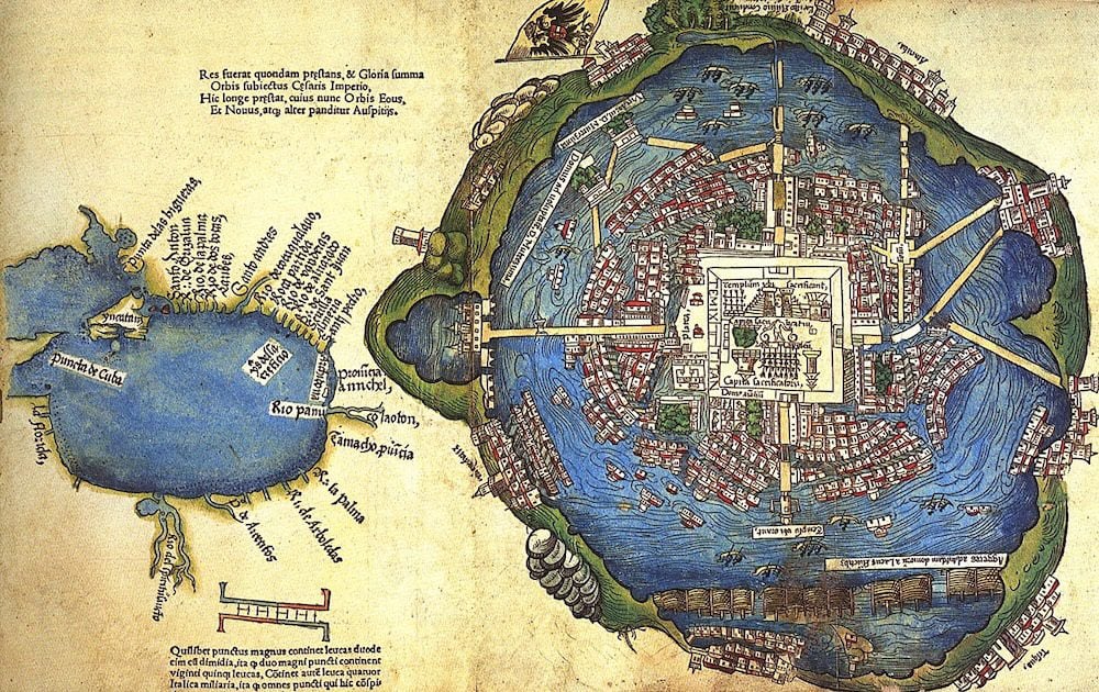 Map of Tenochtitlan's lakes and islands