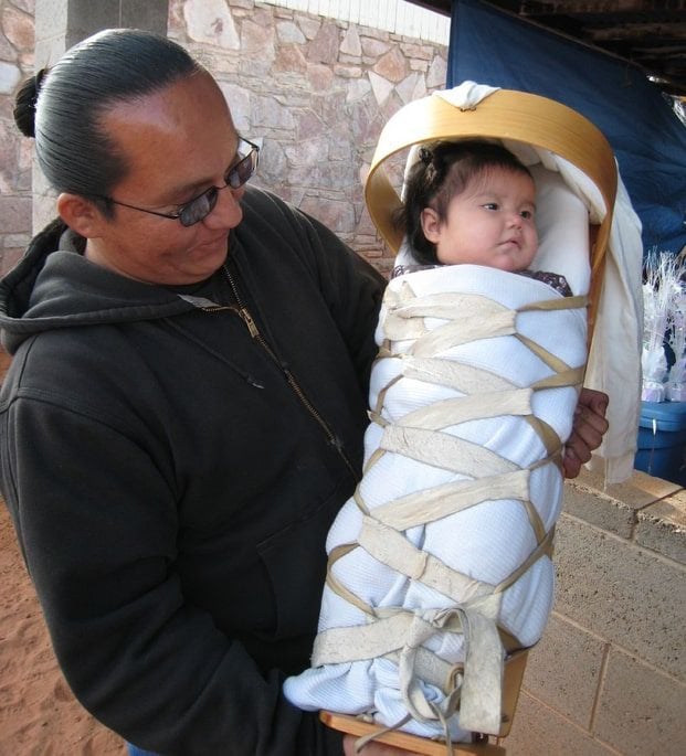 Navajo baby in cradleboard