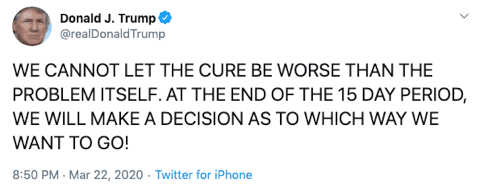 "CURE BE WORSE THAN THE PROBLEM" tweet