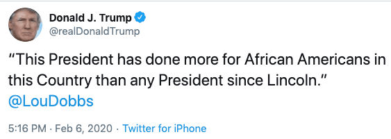 Trump tweet about African Americans & Lou Dobbs
