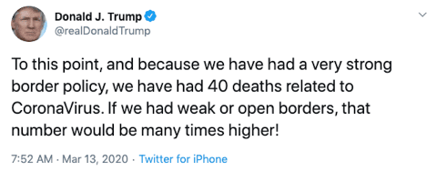Trump border policy, 40 deaths tweet