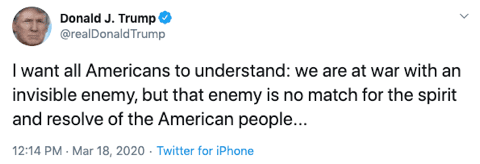 Trump tweet "invisible enemy"