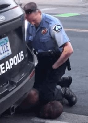 Minneapolis police officer kills George Floyd in bystander's video.