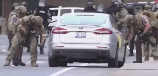 MN police slash tires of journalist Luke Mogelson's car on May 30.