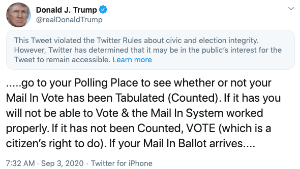 Trump tells supporters to vote twice in 2020 election.