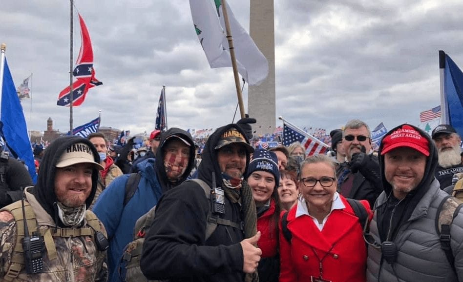 VA Sen. Amanda Chase with pro-Trump group on Jan. 6 in DC.