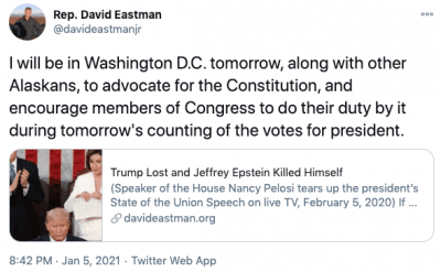 David Eastman in DC on Jan 6 tweet.