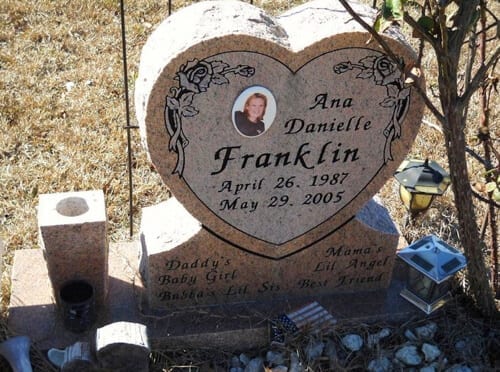 Ana Franklin’s gravestone in Lufkin, Texas