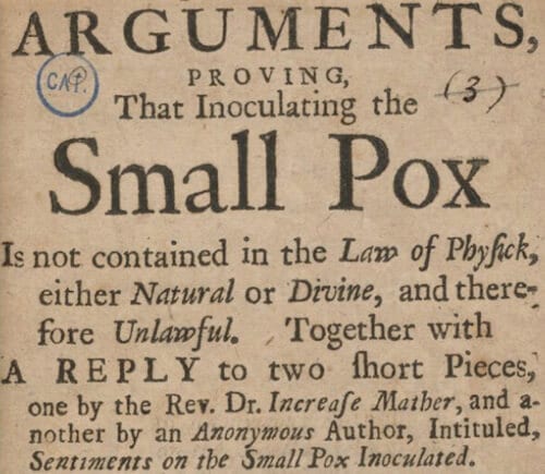Poster arguing against smallpox inoculation in 1721