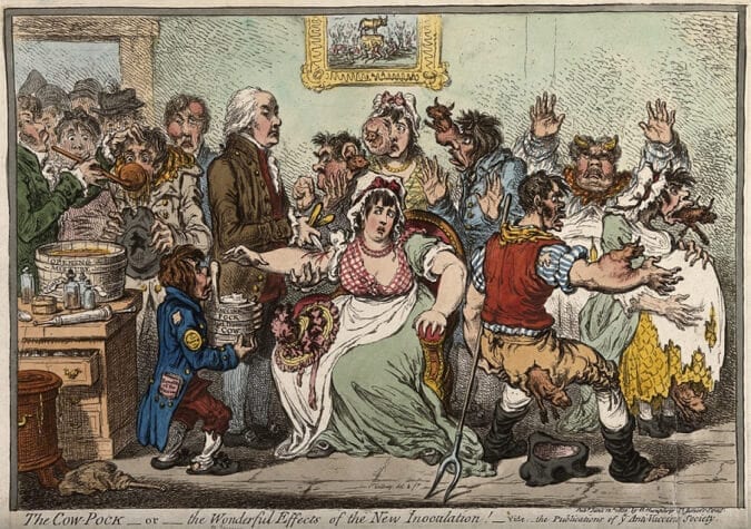 Newspaper cartoon against smallpox inoculation