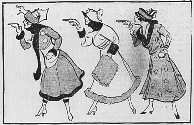 Artist rendering of the Kopp Sisters carrying revolvers