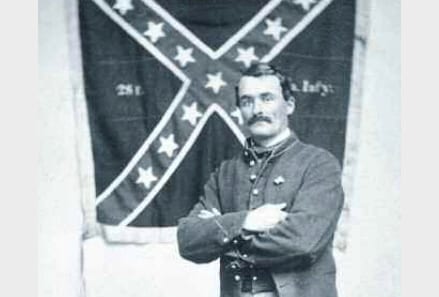 1st MN private Marshall Sherman with Confederate battle flag