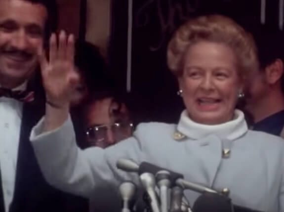 Martha Mitchell at a press conference in 1973