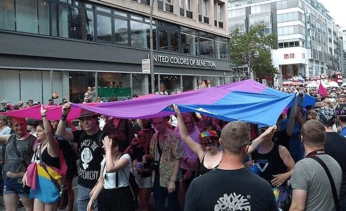 Bisexual flag at Pride parade