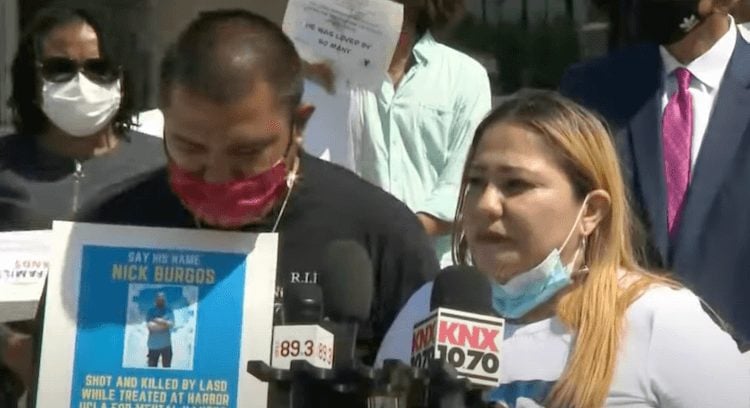 Nick Burgo's family speaks at a protest over his death