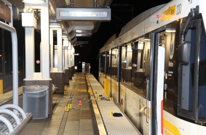 Crime scene of trains station where Cesar Antonio Rodriguez was killed