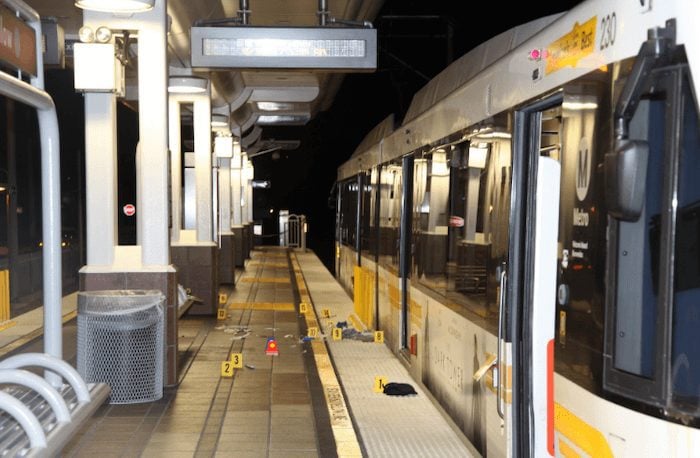 Crime scene of trains station where Cesar Antonio Rodriguez was killed 