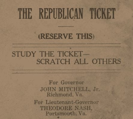 Republican ticket for Mitchell for Virginia governor