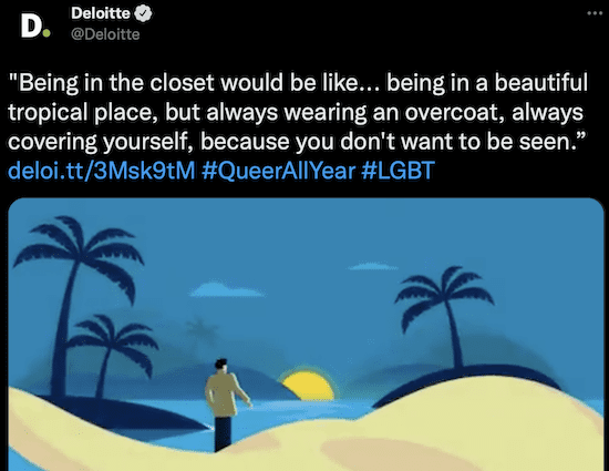 LGBTQ pride tweet from Deloitte