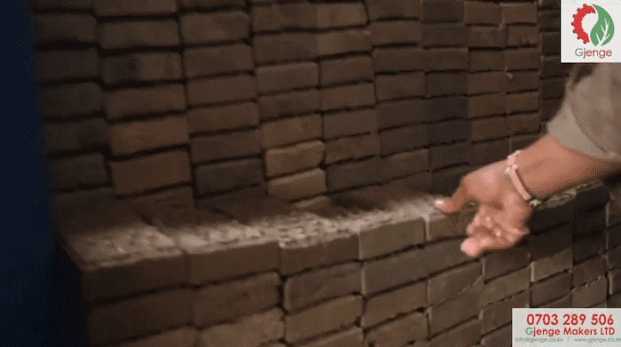 Row of bricks made from recycled plastic