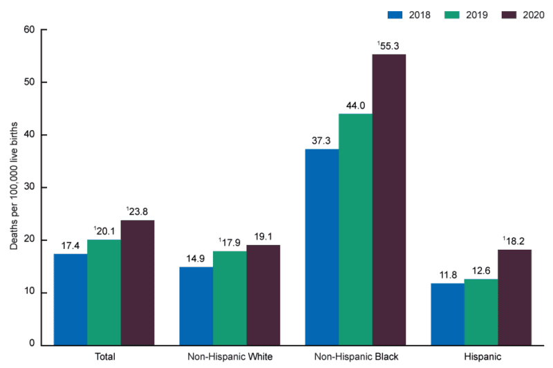 Maternal mortality rates by race in America