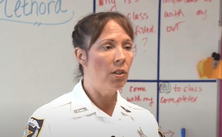 Deputy Lisa Noland in a classroom