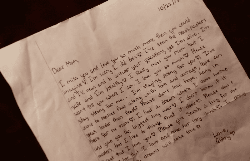 Abby Hernandez's letter to Zenya Hernandez