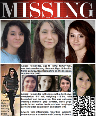 Missing person poster for Abby