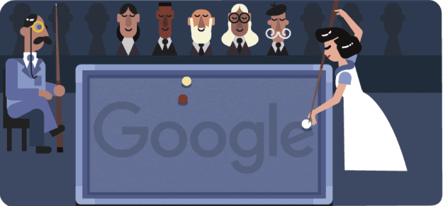 Google Doodle of Masako playing billiards