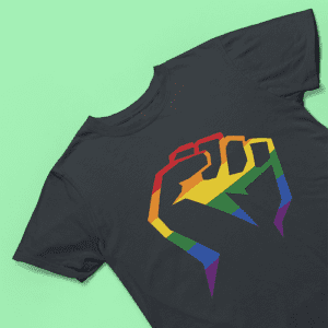 Pride Raised Fist T-Shirt in women's sizes