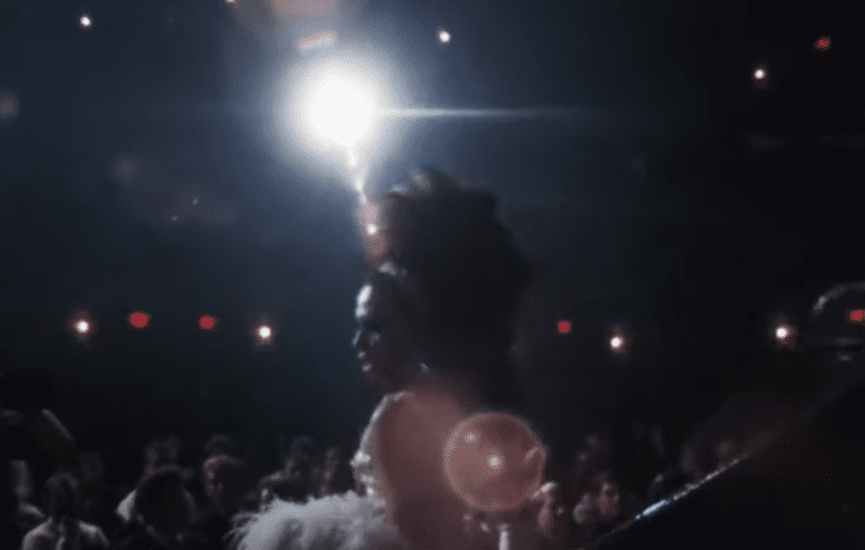 Drag queen Crystal LaBeija in the lights on stage