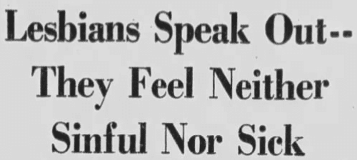 San Francisco headline about lesbians from 1970