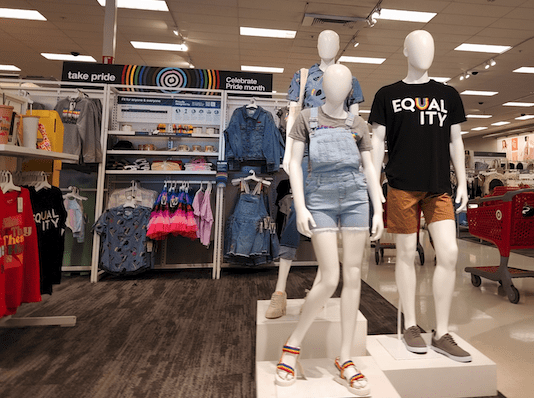 Target Pride merchandise display in June