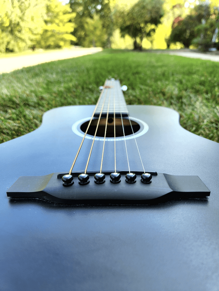 Close-up of shari's guitar