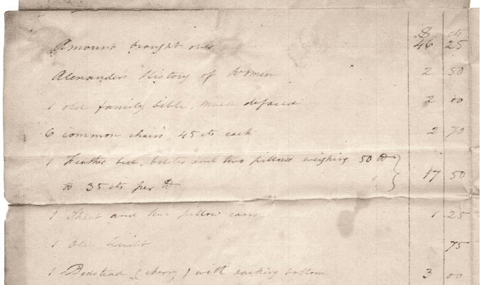 John Ashmore's inventory documents from 1824