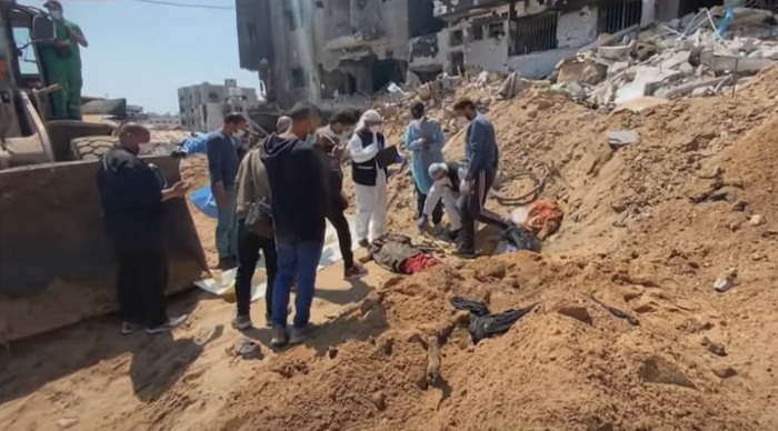 Mass graves at al-Shifa hospital of Palestinians killed by Israel