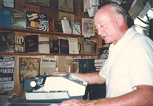 Author Stetson Kennedy at his typewriter