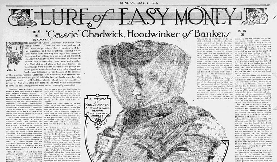 Cassie Chadwick, female con artist who pulled the Carnegie Con